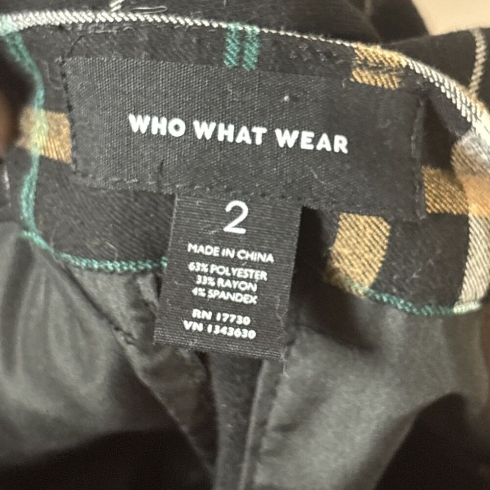 Who What Wear‎ Pants 2 Black Check Plaid Wide Leg Trousers Mixed Pattern Side - Picture 6 of 8